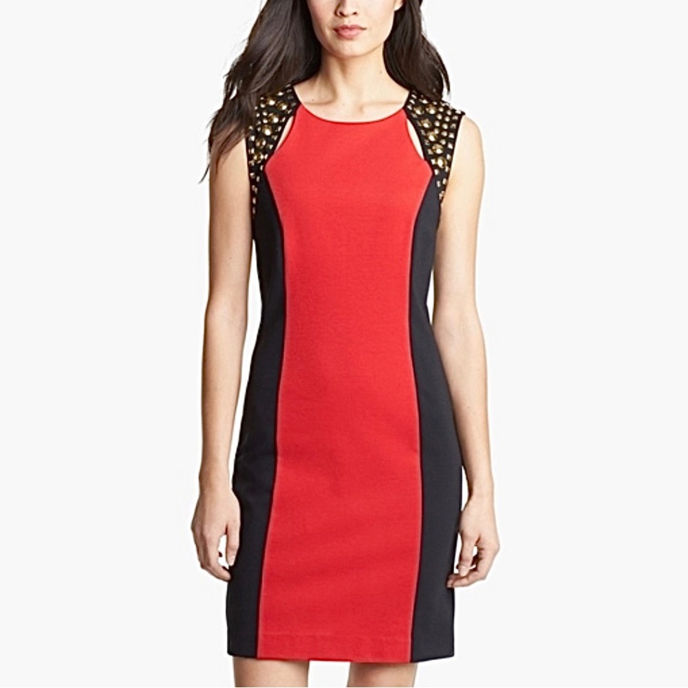 New MICHAEL Michael Kors studded red and black dress